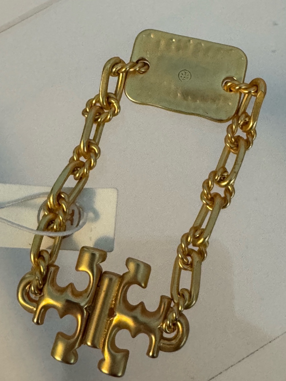 Tory Burch Torsade Signature Bar Chain 18K Gold Plated Brass Bracelet - Picture 4 of 7